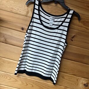 Chico's Black and White Striped Tank Top Size 1